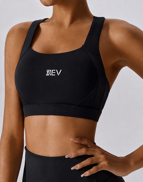 Rev Black Cross Back Sports Bra