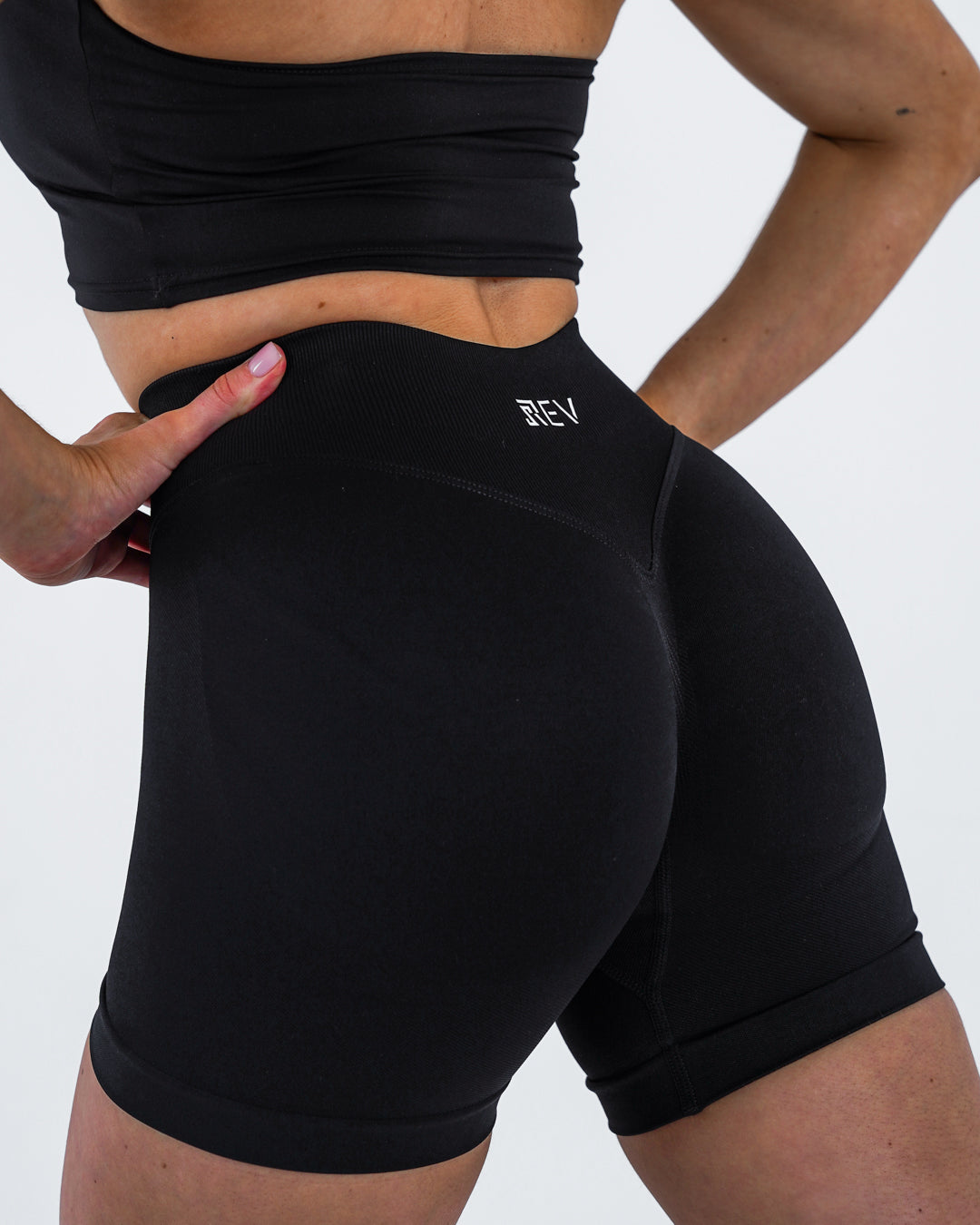 Rev Black Seamless Sculpt Shorts